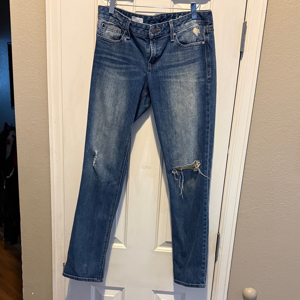 Gap 1969 Real Straight Jeans with Yellow Silk Accent